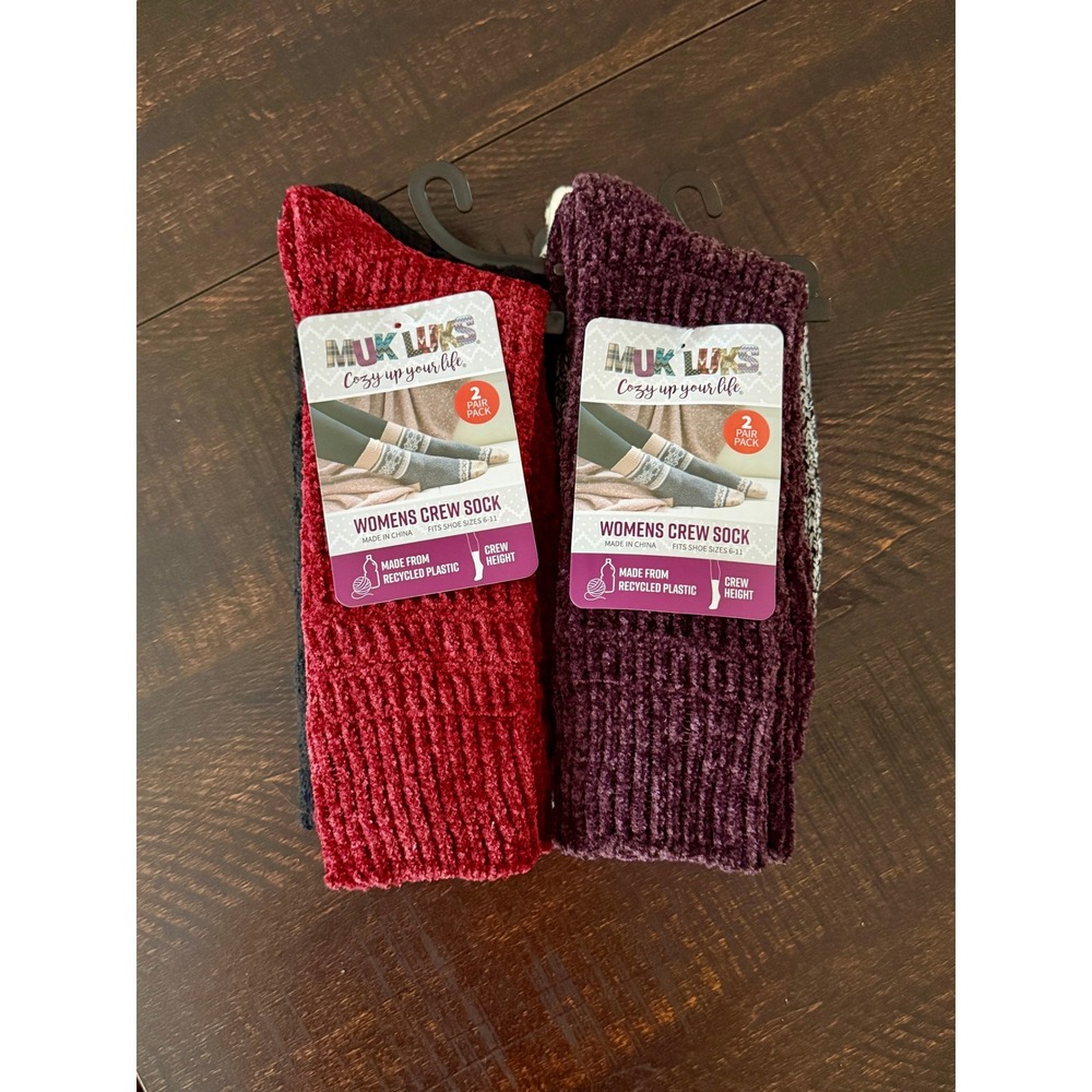 NWT Muk Luks Women's Crew Socks – Bundle of 4 (2 Packs)